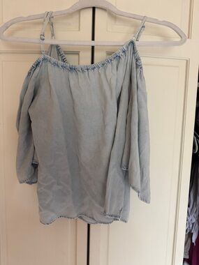 Tramp Light Blue Off-Shoulder Crop Top